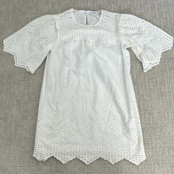 Rebecca minkoff white eyelet lace short sleeve mini dress coverup - Picture 4 of 11